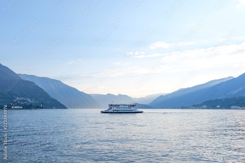 Lake Como with ship on water
