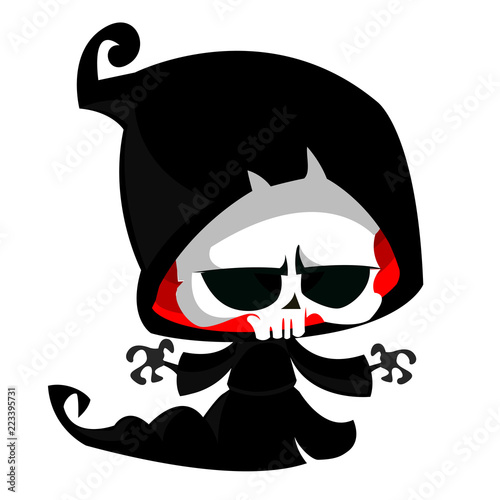 Symbolic Grim Reaper, simple flat cartoon death symbol. Isolated vector illustration.
