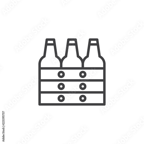 Box of beer outline icon. linear style sign for mobile concept and web design. Beer Bottles Crate simple line vector icon. Symbol  logo illustration. Pixel perfect vector graphics