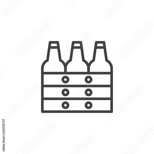 Box of beer outline icon. linear style sign for mobile concept and web design. Beer Bottles Crate simple line vector icon. Symbol, logo illustration. Pixel perfect vector graphics