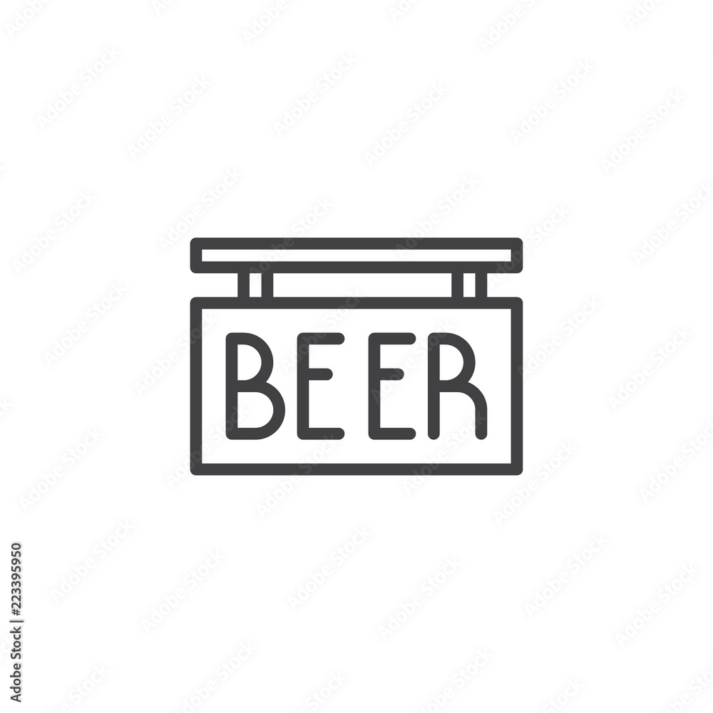 Beer Signboard outline icon. linear style sign for mobile concept and web design. simple line vector icon. Symbol, logo illustration. Pixel perfect vector graphics Beer Signboard outline icon. linear style sign for mobile concept and web design. simple line vector icon. Symbol, logo illustration. Pixel perfect vector graphics