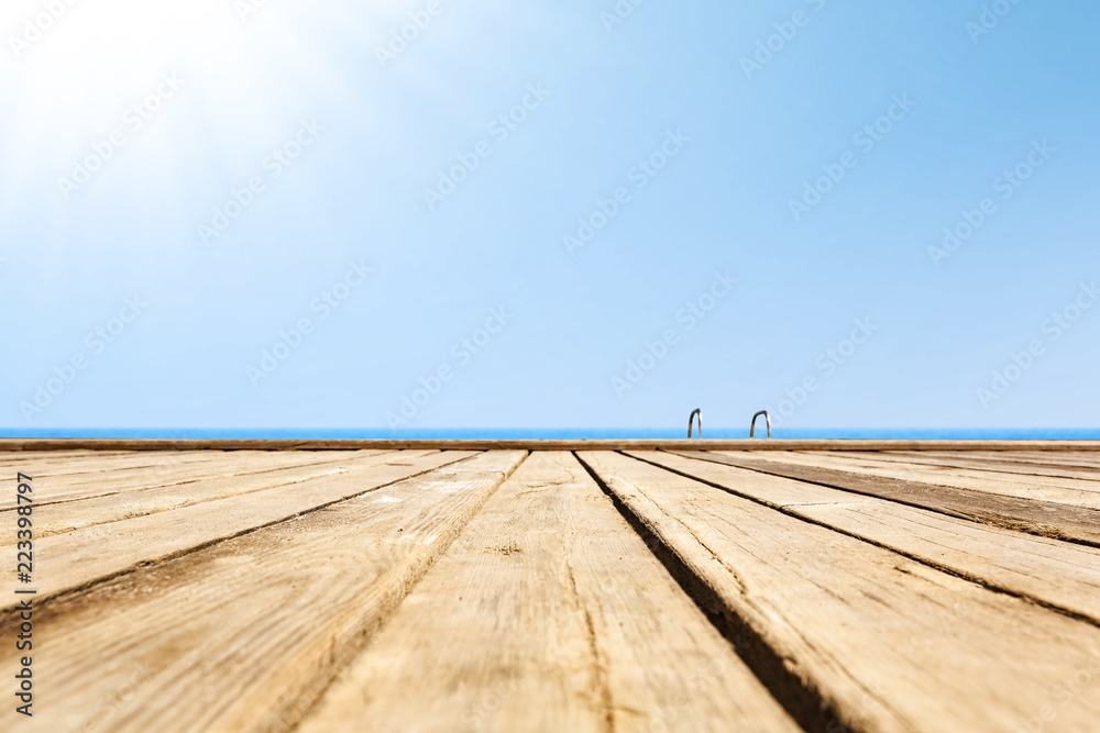 Summer pier and sea landscape with free space for your decoration. 