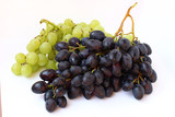 Gray dark and green grapes are isolated