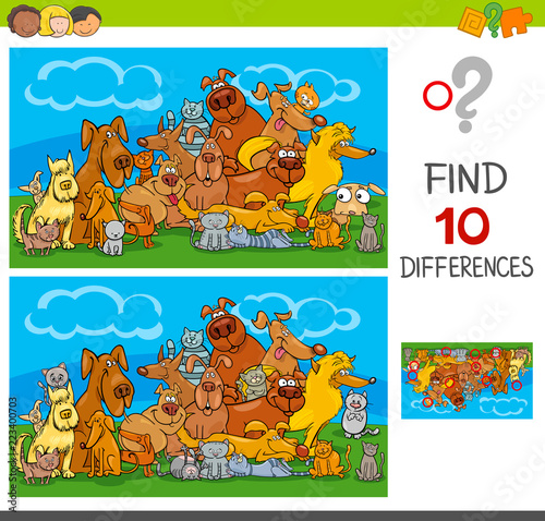 find differences game with cats and dogs