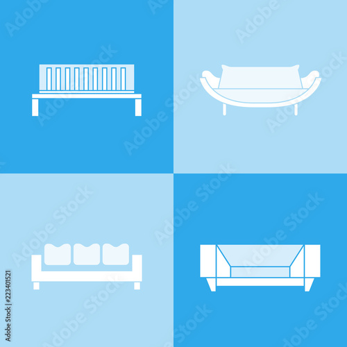 sofa and couch icons in blue 