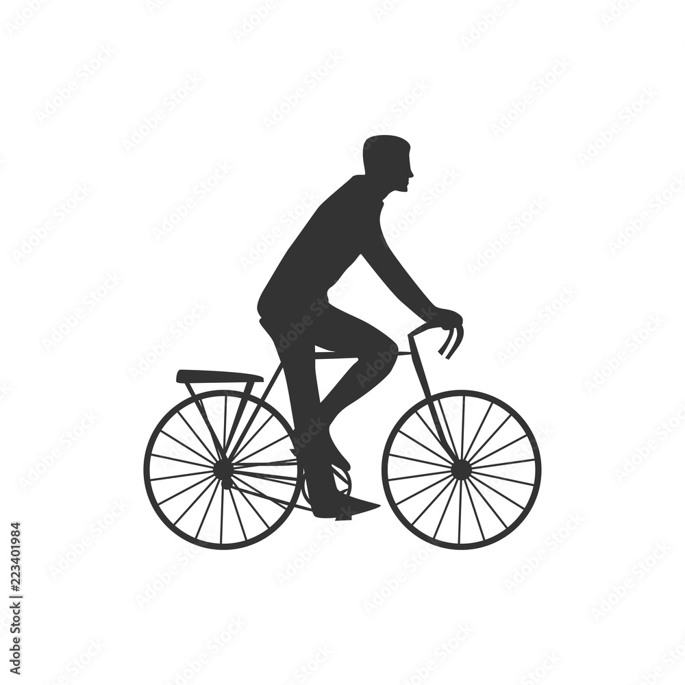 Cyclist. Sport. Stroll. Silhouette isolated on white background. Icon. For your design Cyclist. Sport. Stroll. Silhouette isolated on white background. Icon. For your design
