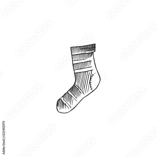 christmas sock isolated on white background, vector illustration