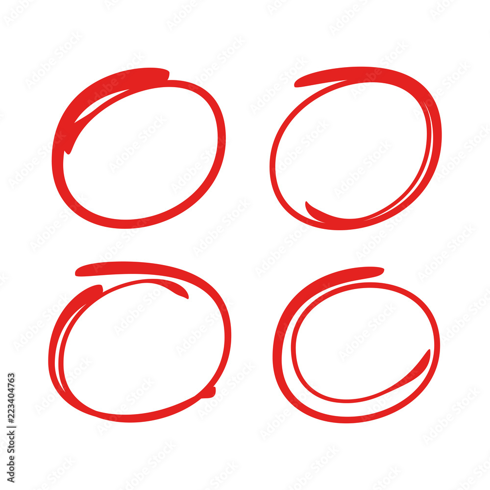 red hand drawn oval markers red hand drawn oval markers