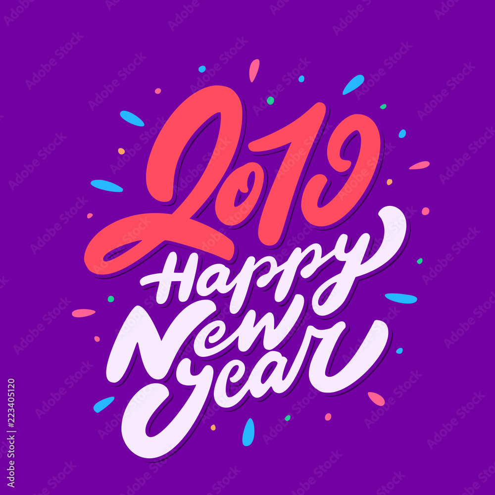 Happy New Year 2019. Greeting card.