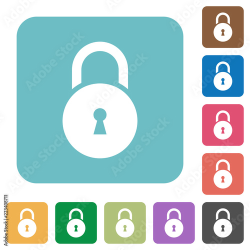 Locked round padlock with keyhole rounded square flat icons