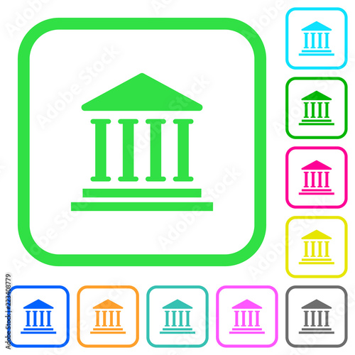 Bank office building vivid colored flat icons