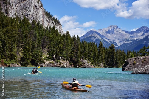 Tourists or traveller are enjoying unbeatable beauty of Rocky Mountains landscapes and Water adventure in Banff national park, Canada © Akshay - PhotOvation