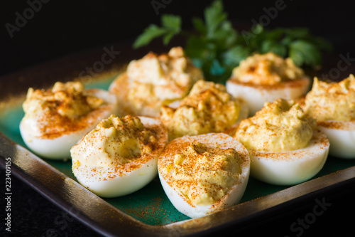Plate of deviled eggs