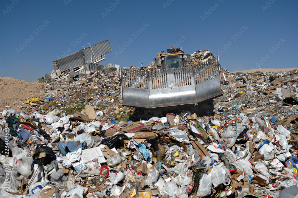 Equipment Working to Control Landfill Waste