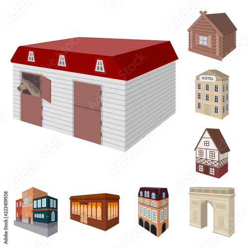 Building and architecture cartoon icons in set collection for design.The building and dwelling vector isometric symbol stock web illustration.