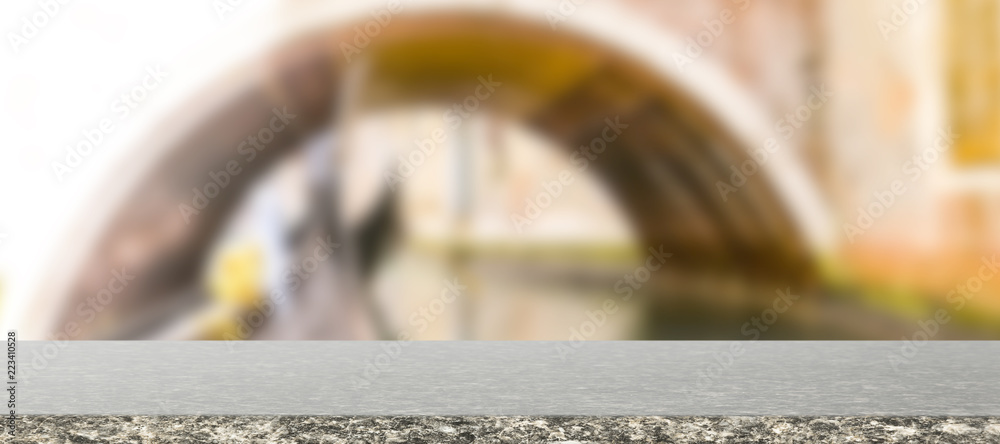 old wooden table in autumn Venice with space for an advertising product old wooden table in autumn Venice with space for an advertising product