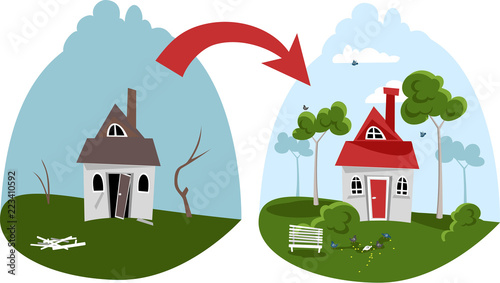old house and new house