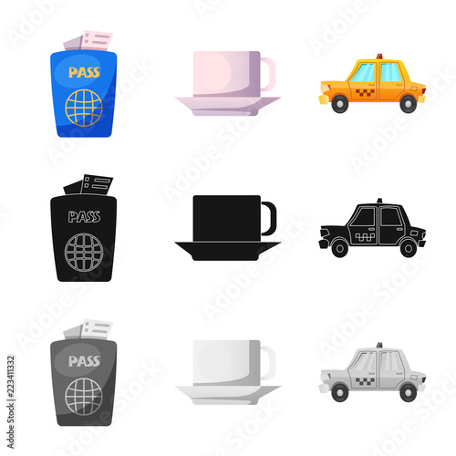 Vector design of airport and airplane logo. Collection of airport and plane vector icon for stock.