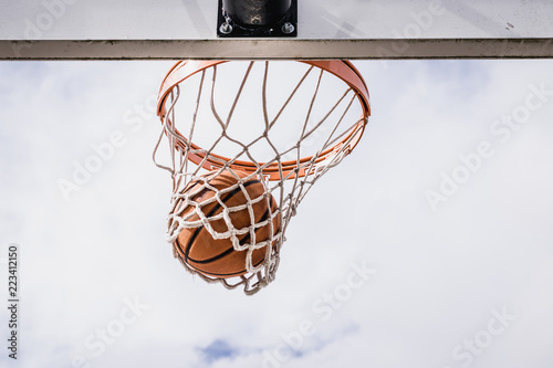 Basketball Falling Through the Net