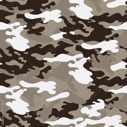 Camouflage seamless pattern, classic style. Vector background.