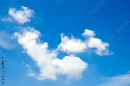 Image of clear blue sky and white clouds on day time for background usage.