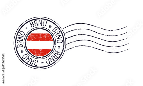 Brno city grunge postal rubber stamp