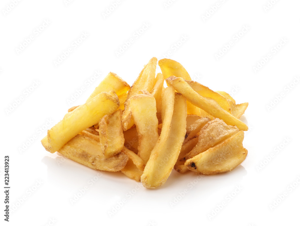 potato fry on white isolated background potato fry on white isolated background