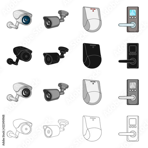 Isolated object of cctv and camera sign. Collection of cctv and system stock symbol for web.