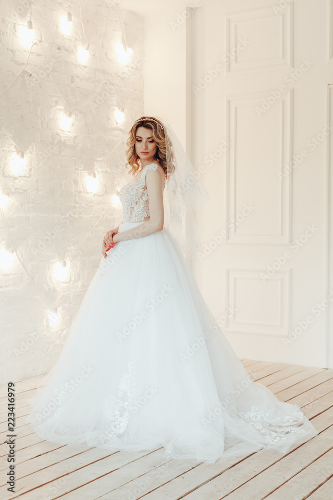 beautiful bride in a chic wedding dress