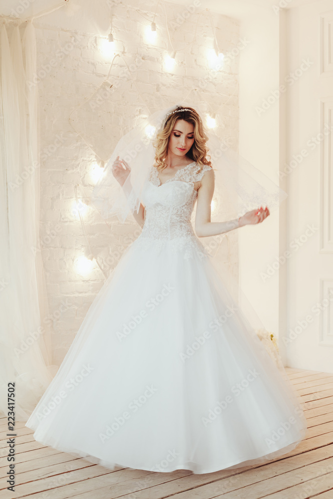 beautiful bride in a chic wedding dress beautiful bride in a chic wedding dress