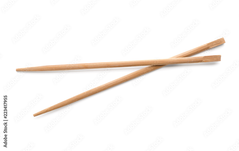 Chopsticks made of bamboo on white background Chopsticks made of bamboo on white background