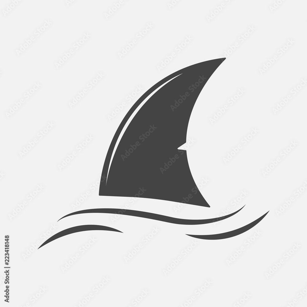 Fototapeta premium Shark fin vector icon. Fin in the water.Layers grouped for easy editing illustration. For your design.