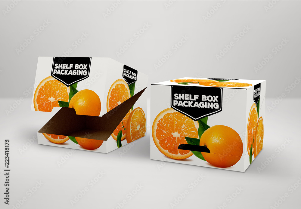 Cardboard Shelf Box Mockup Stock Template Adobe Stock