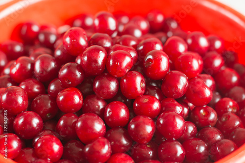 Fresh red cherry on a white background