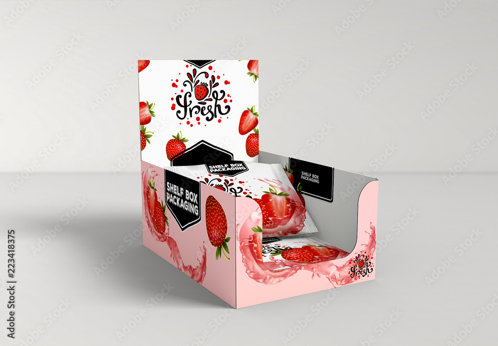 Cardboard Shelf Box Mockup with Product Stock Template Adobe Stock