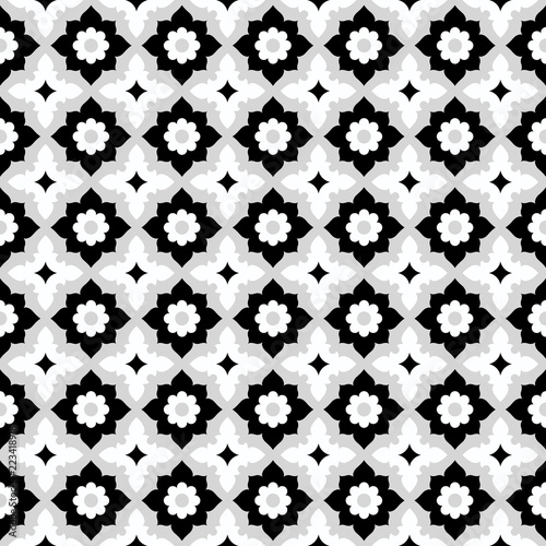 Seamless pattern geometric floral tile design. photo