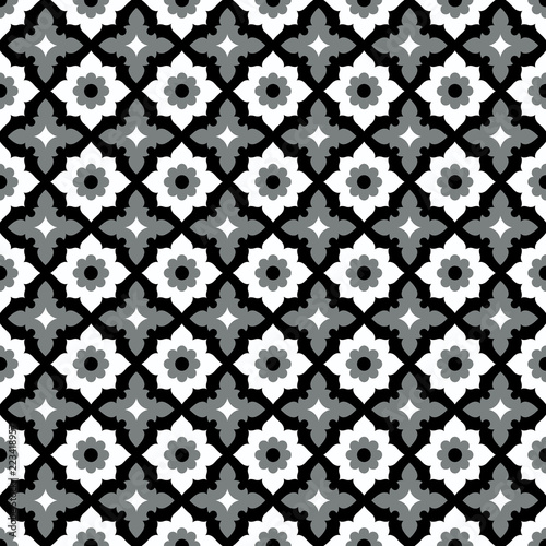 Seamless pattern geometric floral tile design photo