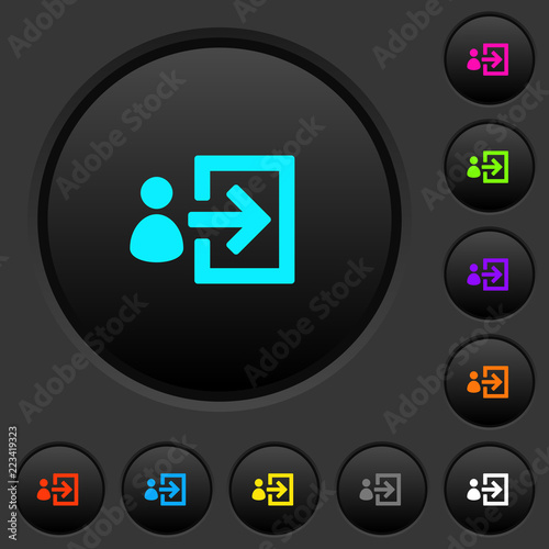 User login dark push buttons with color icons