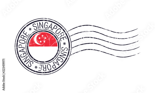 Singapore city grunge postal rubber stamp