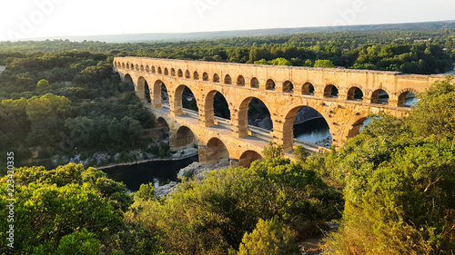 Pont du Gard in the Gardon River, south of France photo
