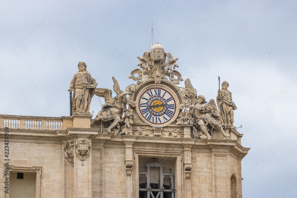 Vatican city travel sculpture around the clock tower, tourism