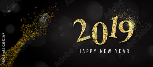 New Years 2019. Happy New Year greeting card. 2019 Happy New Year background.