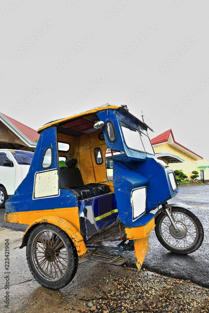 Colorist tricycle at the Chocolate Hills Complex parkng lot. Carmen-Bohol island-Philippines-0612