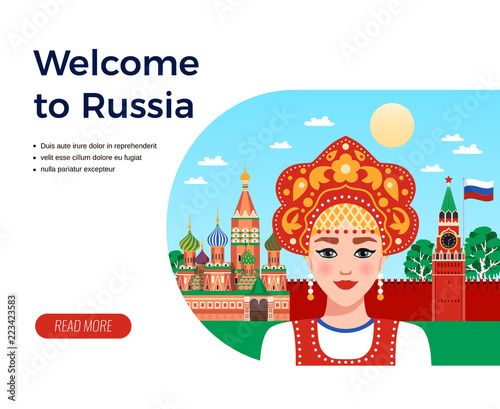 Russia Travel Flat Composition 