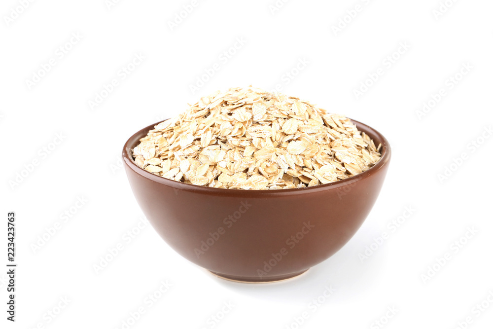Oatmeal in bowl isolated on white background Oatmeal in bowl isolated on white background
