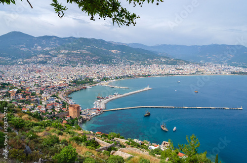 View of Alanya and Kyzil Kule from the Alanya fortress. Turkey photo