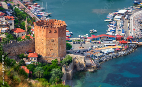 View of Alanya and Kyzil Kule from the Alanya fortress. Turkey photo