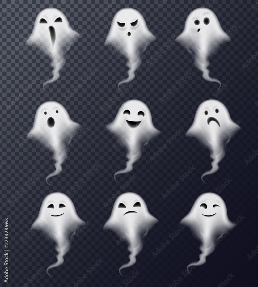 Ghost Realistic Set Transparent 