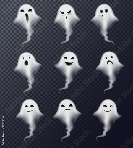 Ghost Realistic Set Transparent 