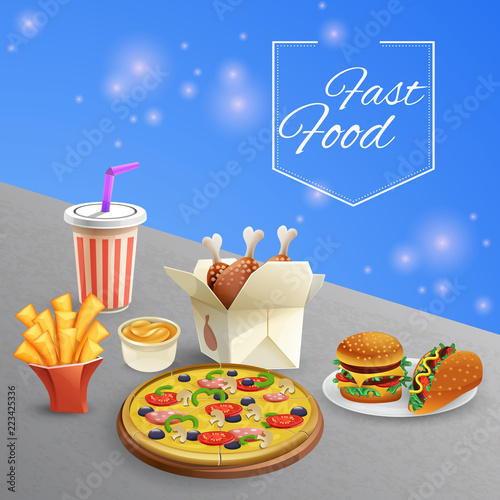 Fast Food Cartoon Illustration
